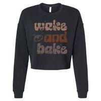 Retro Wake And Bake Funny Sourdough Starter Bread Baking Cropped Pullover Crew