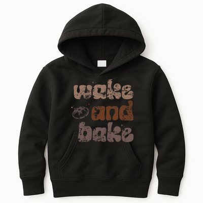 Retro Wake And Bake Funny Sourdough Starter Bread Baking Kids Hoodie
