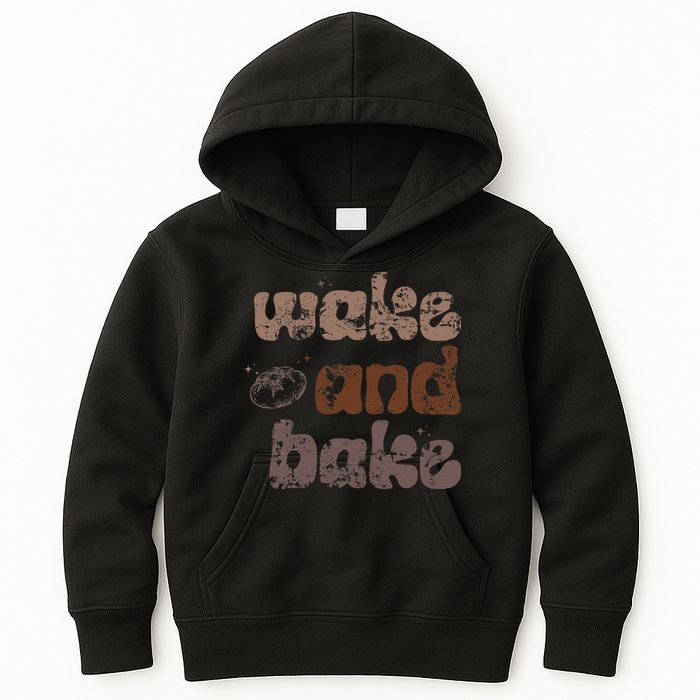 Retro Wake And Bake Funny Sourdough Starter Bread Baking Kids Hoodie