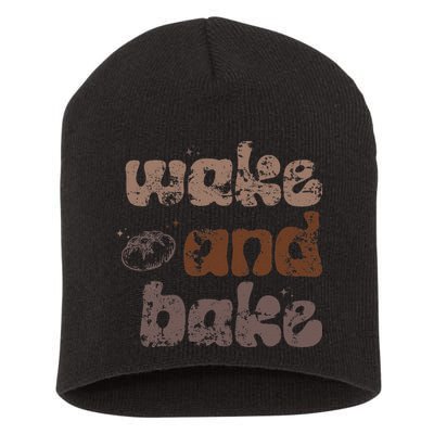 Retro Wake And Bake Funny Sourdough Starter Bread Baking Short Acrylic Beanie
