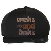 Retro Wake And Bake Funny Sourdough Starter Bread Baking Wool Snapback Cap