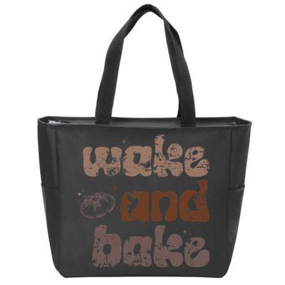 Retro Wake And Bake Funny Sourdough Starter Bread Baking Zip Tote Bag