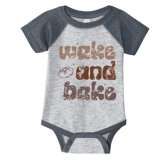 Retro Wake And Bake Funny Sourdough Starter Bread Baking Infant Baby Jersey Bodysuit