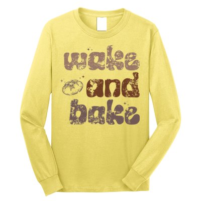 Retro Wake And Bake Funny Sourdough Starter Bread Baking Long Sleeve Shirt