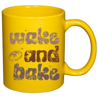 Retro Wake And Bake Funny Sourdough Starter Bread Baking 11oz C Handle Ceramic Mug