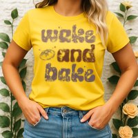 Retro Wake And Bake Funny Sourdough Starter Bread Baking Womens T-Shirt