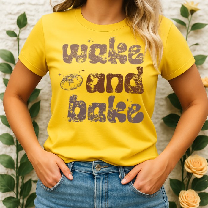 Retro Wake And Bake Funny Sourdough Starter Bread Baking Womens T-Shirt