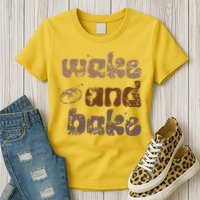 Retro Wake And Bake Funny Sourdough Starter Bread Baking Womens T-Shirt