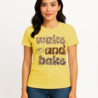 Retro Wake And Bake Funny Sourdough Starter Bread Baking Womens T-Shirt