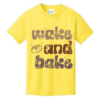 Retro Wake And Bake Funny Sourdough Starter Bread Baking Kids T-Shirt