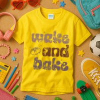 Retro Wake And Bake Funny Sourdough Starter Bread Baking Kids T-Shirt