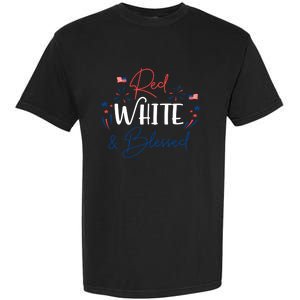 Red White And Blessed 4th Of July Patriotic America Flag Cute Gift Garment-Dyed Heavyweight T-Shirt