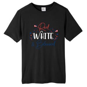 Red White And Blessed 4th Of July Patriotic America Flag Cute Gift Tall Fusion ChromaSoft Performance T-Shirt