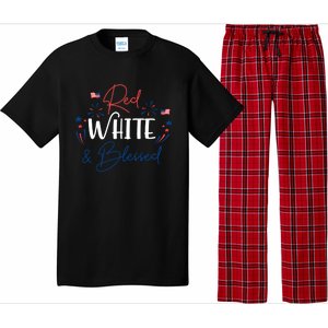 Red White And Blessed 4th Of July Patriotic America Flag Cute Gift Pajama Set