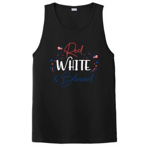 Red White And Blessed 4th Of July Patriotic America Flag Cute Gift PosiCharge Competitor Tank