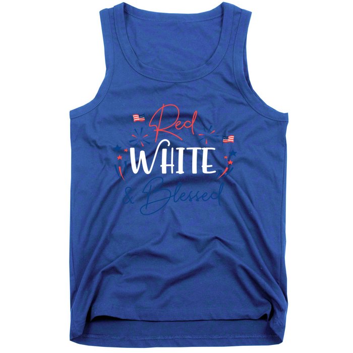 Red White And Blessed 4th Of July Patriotic America Flag Cute Gift Tank Top