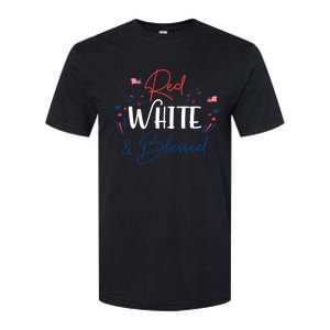 Red White And Blessed 4th Of July Patriotic America Flag Cute Gift Softstyle CVC T-Shirt