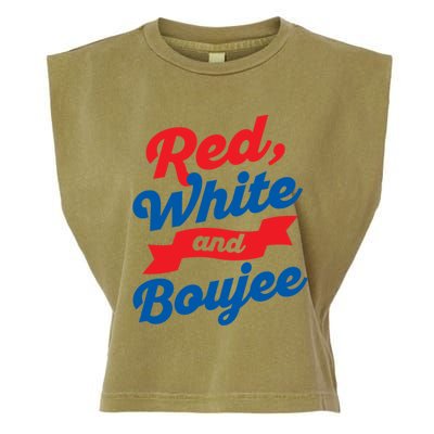 Red White And Boujee Usa Thick Script Banner Vintage Gift Garment-Dyed Women's Muscle Tee