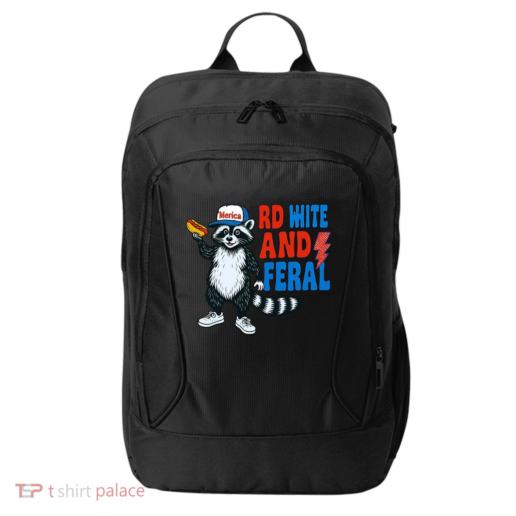 Red White And Feral Funny Raccoon 4th Of July City Backpack