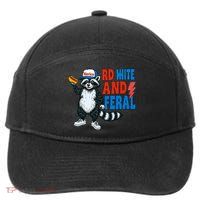 Red White And Feral Funny Raccoon 4th Of July 7-Panel Snapback Hat