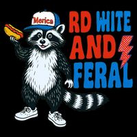 Red White And Feral Funny Raccoon 4th Of July Drawstring Bag