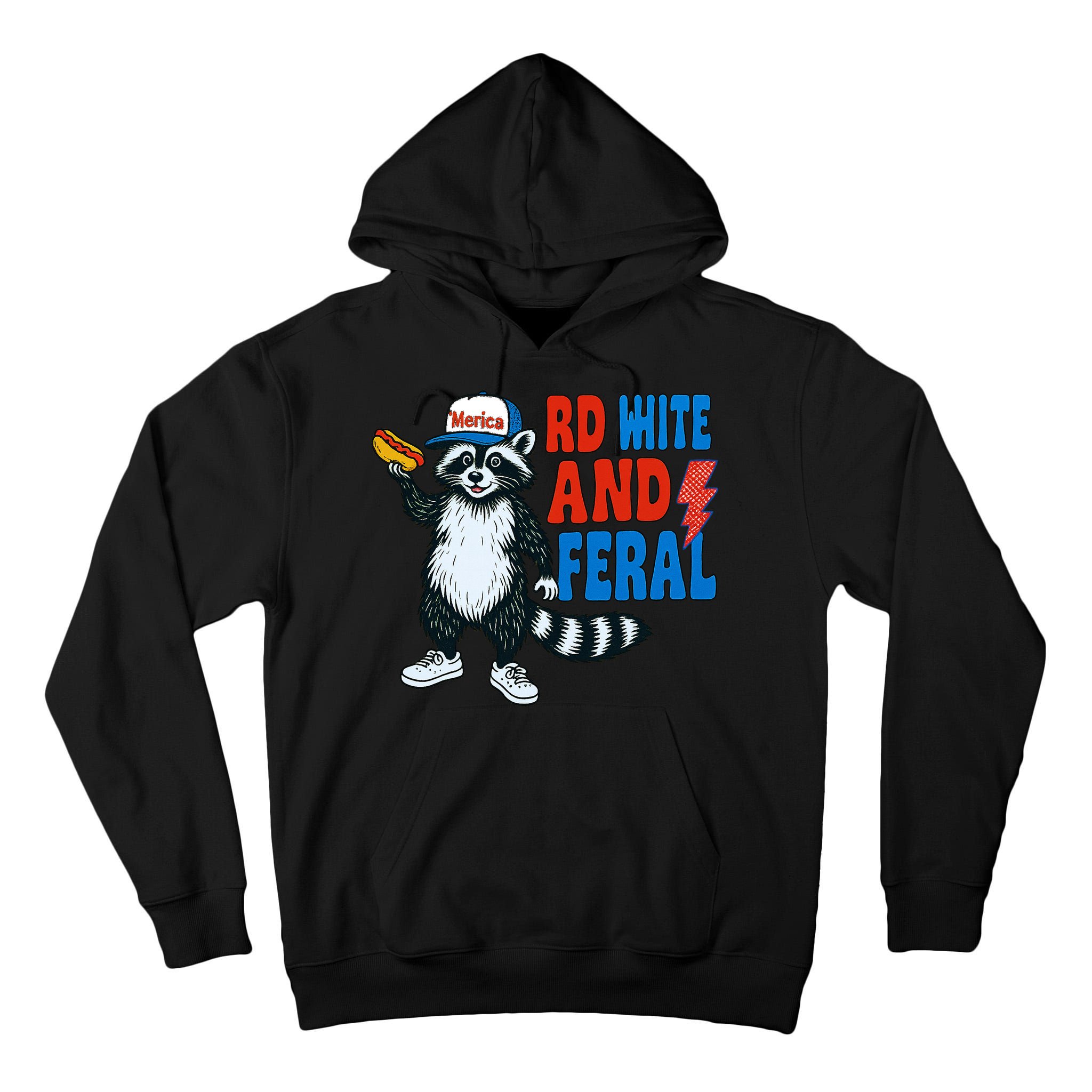 Red White And Feral Funny Raccoon 4th Of July Tall Hoodie