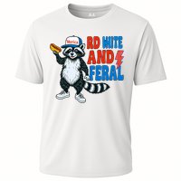 Red White And Feral Funny Raccoon 4th Of July Performance Shirt