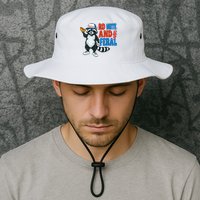 Red White And Feral Funny Raccoon 4th Of July Bucket Hat