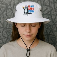 Red White And Feral Funny Raccoon 4th Of July Bucket Hat