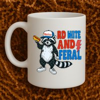 Red White And Feral Funny Raccoon 4th Of July Mug