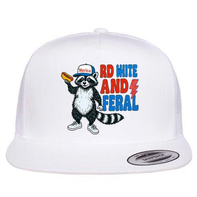 Red White And Feral Funny Raccoon 4th Of July Flatbill Hat