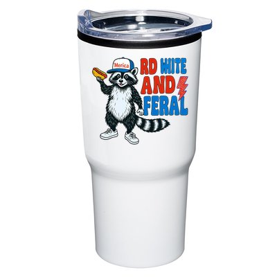 Red White And Feral Funny Raccoon 4th Of July Tumbler
