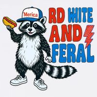 Red White And Feral Funny Raccoon 4th Of July Magnet
