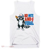 Red White And Feral Funny Raccoon 4th Of July Tank Top