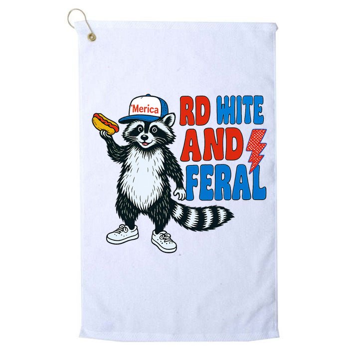 Red White And Feral Funny Raccoon 4th Of July Golf Towel