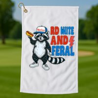 Red White And Feral Funny Raccoon 4th Of July Golf Towel