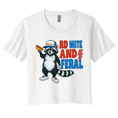 Red White And Feral Funny Raccoon 4th Of July Crop Top