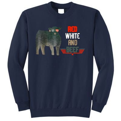 Red White And Funny Beef 4th Of July Tall Sweatshirt