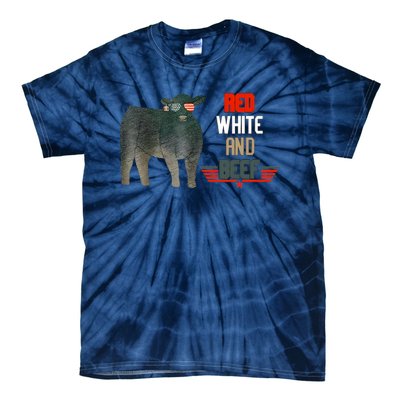 Red White And Funny Beef 4th Of July Tie-Dye T-Shirt