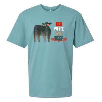 Red White And Funny Beef 4th Of July Sueded Cloud Jersey T-Shirt