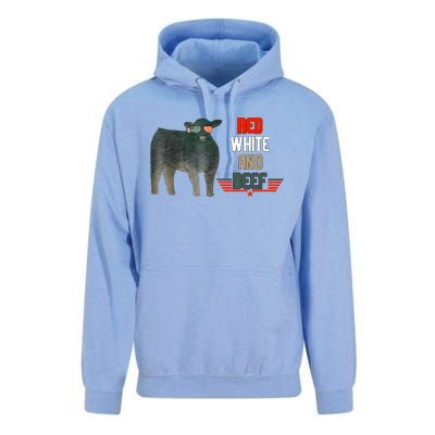 Red White And Funny Beef 4th Of July Unisex Surf Hoodie