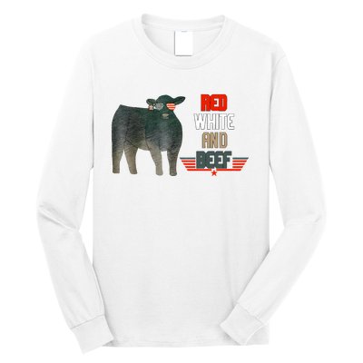 Red White And Funny Beef 4th Of July Long Sleeve Shirt