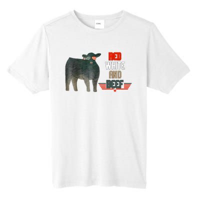 Red White And Funny Beef 4th Of July Tall Fusion ChromaSoft Performance T-Shirt