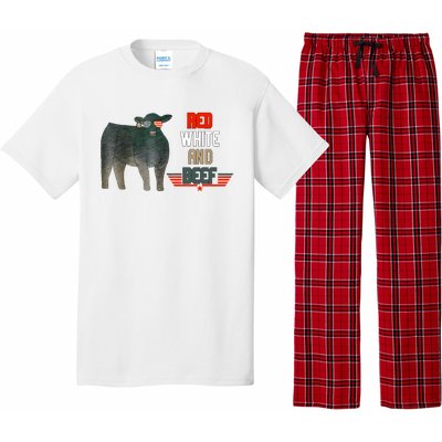 Red White And Funny Beef 4th Of July Pajama Set