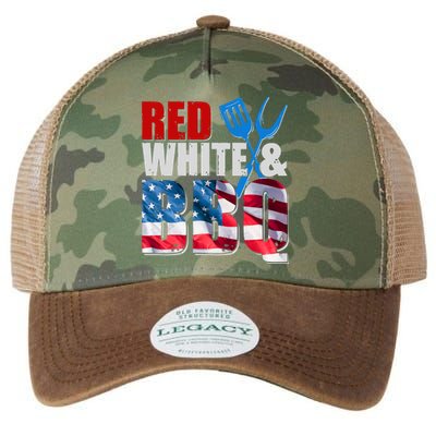 Red White And BBQ American USA Flag Legacy Tie Dye Trucker Hat