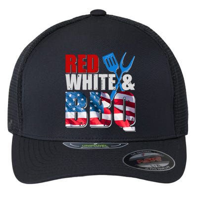 Red White And BBQ American USA Flag Flexfit Unipanel Trucker Cap