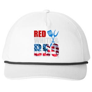 Red White And BBQ American USA Flag Snapback Five-Panel Rope Hat