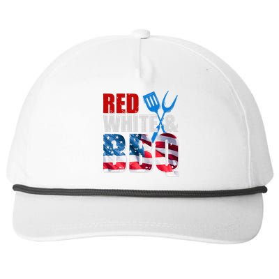 Red White And BBQ American USA Flag Snapback Five-Panel Rope Hat