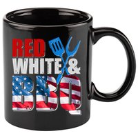 Red White And BBQ American USA Flag 11oz C Handle Ceramic Mug