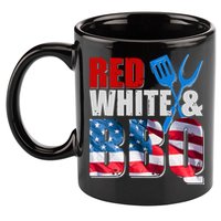 Red White And BBQ American USA Flag 11oz C Handle Ceramic Mug